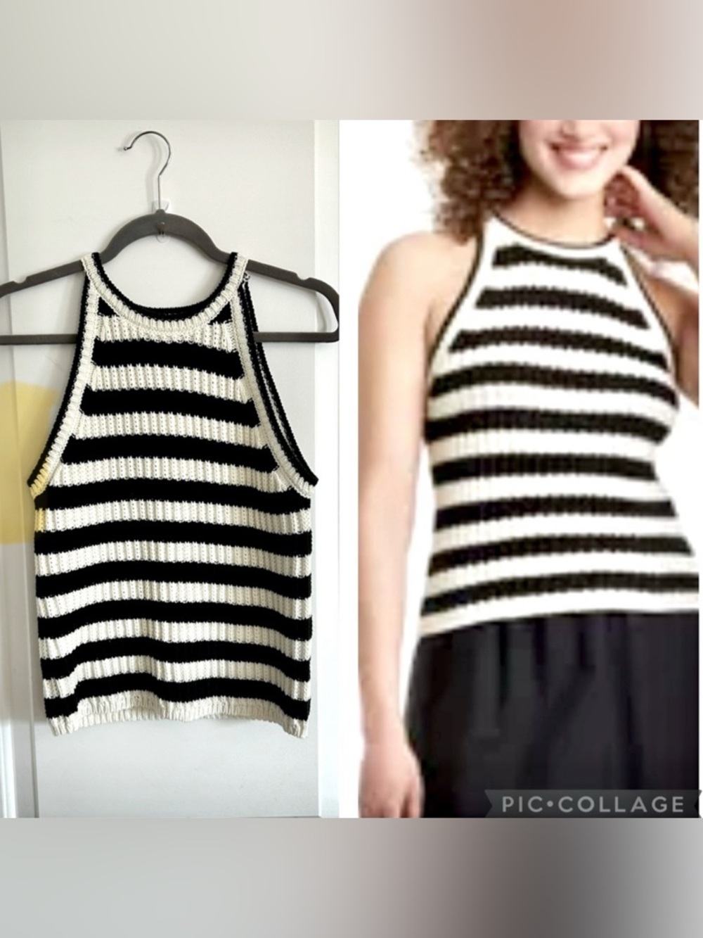 NWT A New Day Striped Black and White Knit Tank Top